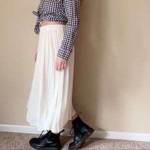 H&M cream satin pleated maxi skirt